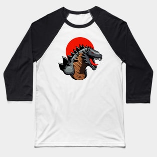 Scary black Godzilla on a red background Baseball T-Shirt